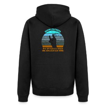 SCHWEIGEFUCHS - Unisex Premium Bio Zip Hoodie - Schwarz - Hinten - Nico (187cm)