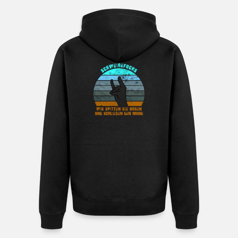 SCHWEIGEFUCHS - Unisex Premium Bio Zip Hoodie - Schwarz