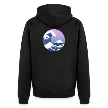 The Great Wave Off Kanagawa Aesthetic Japanese - Unisex Premium Organic Zip Hoodie - black - Back - Nico (187cm)