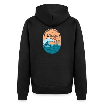 Waves Landscape Nature Surfing Holiday Gift - Unisex Premium Organic Zip Hoodie - black - Back - Nico (187cm)