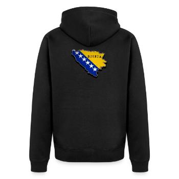 Bosnia Map, Bosnian Flag, Bosna - Unisex Premium Bio Zip Hoodie - Schwarz - Hinten - Nico (187cm)