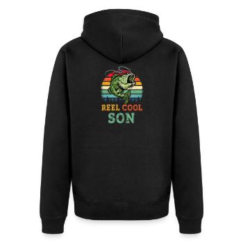 Cool Son Shirt - Angeln Son Shirt - Fisherman Sh - Unisex Premium Bio Zip Hoodie - Schwarz - Hinten - Nico (187cm)