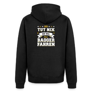 Bagger - Unisex Premium Bio Zip Hoodie - Schwarz - Hinten - Nico (187cm)