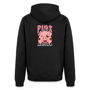 Les porcs drôles me rendent heureux, les humains me font mal à la tête - Veste à capuche bio Premium Unisexe - noir - Dos - Nico (187cm)