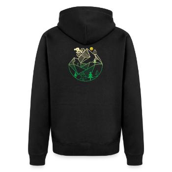Cooles Mountainbike-Shirt - Geoemtric / Poly Art - Unisex Premium Bio Zip Hoodie - Schwarz - Hinten - Nico (187cm)