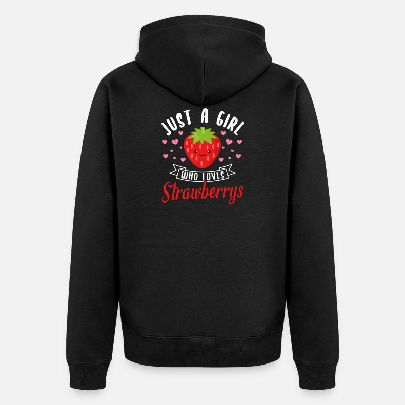 Erdbeeren Mädchen Damen - Unisex Premium Bio Zip Hoodie - Schwarz