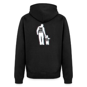 Père et fils papa fils fête des pères patron partenaire look - Veste à capuche bio Premium Unisexe - noir - Dos - Nico (187cm)
