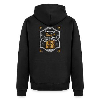 Legends Were Born in September 1958 Awesome 60th - Unisex Premium Organic Zip Hoodie - black - Back - Nico (187cm)