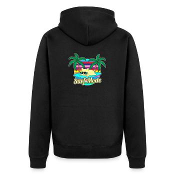 Sommer-Katze surfen - Unisex Premium Bio Zip Hoodie - Schwarz - Hinten - Nico (187cm)