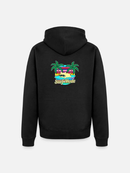 Surf summer cat - Unisex Premium Organic Zip Hoodie - black