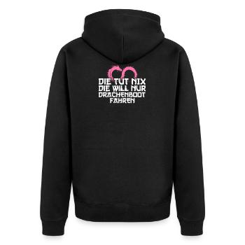 Die tut nix die will nur Drachenboot fahren - Unisex Premium Bio Zip Hoodie - Schwarz - Hinten - Nico (187cm)