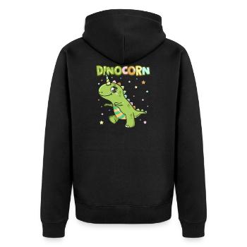 Cute Dinocorn Dinosaur & Unicorn Unisaur - Unisex Premium Organic Zip Hoodie - black - Back - Nico (187cm)