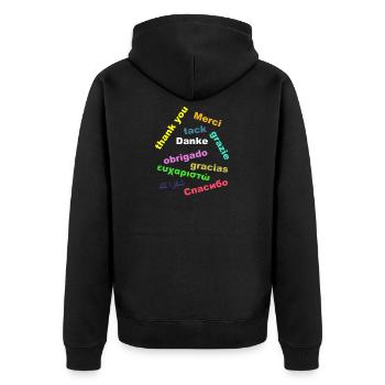 Danke - Unisex Premium Bio Zip Hoodie - Schwarz - Hinten - Nico (187cm)