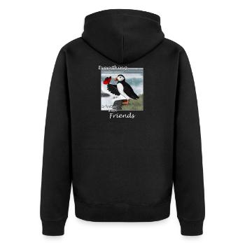 Everything is Better With Friends Vintage Vogel - Unisex Premium Bio Zip Hoodie - Schwarz - Hinten - Nico (187cm)