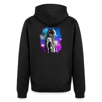 NASA astronaut Moon Colorful Space Astro Galaxy St - Unisex Premium Organic Zip Hoodie - black - Back - Nico (187cm)