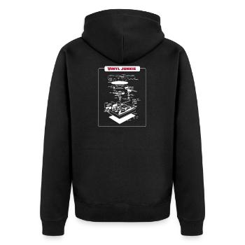 Vinyl Junkie Retro Vintage Plattenspieler Geschenk - Unisex Premium Bio Zip Hoodie - Schwarz - Hinten - Nico (187cm)