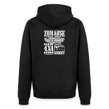 Offroad Offroader Geländewagen 4x4 - Unisex Premium Bio Zip Hoodie - Schwarz - Hinten - Nico (187cm)