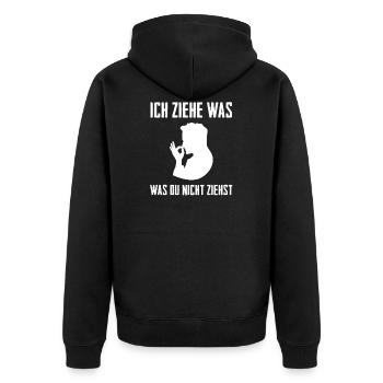 Ich ziehe was was du nicht ziehst Schnupfer - Unisex Premium Bio Zip Hoodie - Schwarz - Hinten - Nico (187cm)