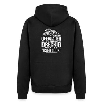 Offroad Offroader Geländewagen 4x4 - Unisex Premium Bio Zip Hoodie - Schwarz - Hinten - Nico (187cm)