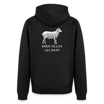 Mäh Doch Selber! Lustiges Schaf Blöken Gras Mähen - Unisex Premium Bio Zip Hoodie - Schwarz - Hinten - Nico (187cm)