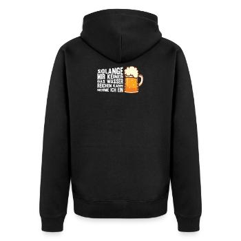 Da Mir Keiner Das Wasser Reichen Kann Reicht Bier - Unisex Premium Bio Zip Hoodie - Schwarz - Hinten - Nico (187cm)