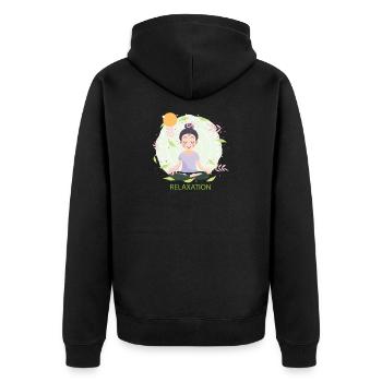 Relaxation - Unisex Premium Bio Zip Hoodie - Schwarz - Hinten - Nico (187cm)