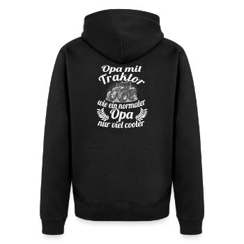 Landwirt Traktor Opa Großvater Bauer Geschenk - Unisex Premium Bio Zip Hoodie - Schwarz - Hinten - Nico (187cm)