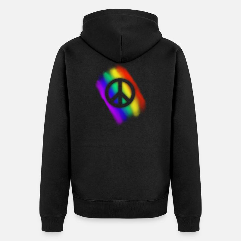 Regenbogen Peace - Unisex Premium Bio Zip Hoodie - Schwarz