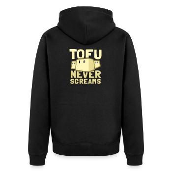 Vegan Geschenk Spruch T-shirt Vegetarier Tofu - Unisex Premium Bio Zip Hoodie - Schwarz - Hinten - Nico (187cm)