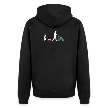 Rasenmähen Vater Kinder Rasenmäher Geschenkidee - Unisex Premium Bio Zip Hoodie - Schwarz - Hinten - Nico (187cm)