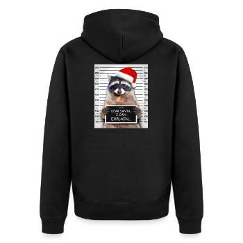 Dear Santa I Can Explain Funny Christmas Raccoon - Unisex Premium Bio Zip Hoodie - Schwarz - Hinten - Nico (187cm)