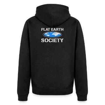 Flat Earth Society - Unisex Premium Bio Zip Hoodie - Schwarz - Hinten - Nico (187cm)