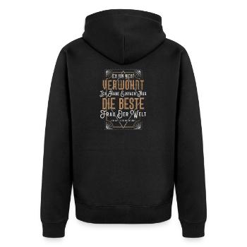 Freund Mann T-Shirt beste Frau der Welt vergeben - Unisex Premium Bio Zip Hoodie - Schwarz - Hinten - Nico (187cm)