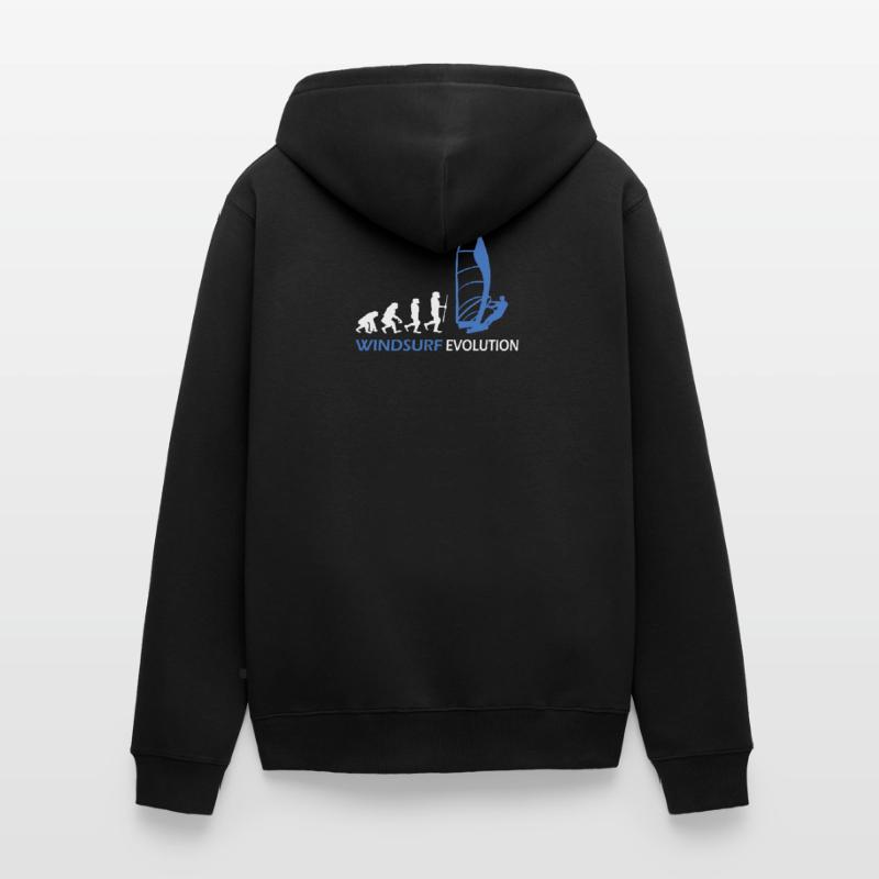 Windsurfen Evolution Geschenkideen Unisex Premium Bio Zip Hoodie