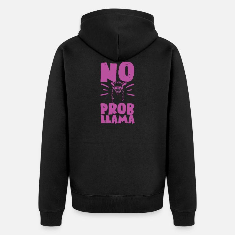 Llama Alpaka No Probllama - Veste à capuche bio Premium Unisexe - noir