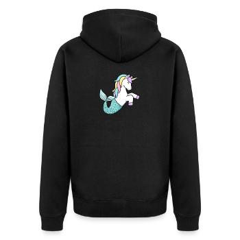 Licorne sirène - Veste à capuche bio Premium Unisexe - noir - Dos - Nico (187cm)