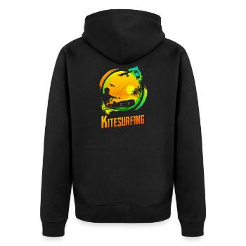 Vintage KITE Surfer Kiting Kiteboarding Retro Kites - Unisex Premium Organic Zip Hoodie - black - Back - Nico (187cm)