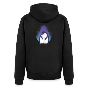 Pinguin Familie - Unisex Premium Bio Zip Hoodie - Schwarz - Hinten - Nico (187cm)