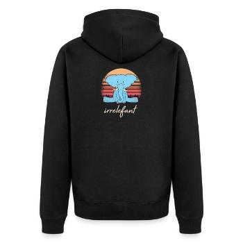 Irrelefant Elefant Wortwitz - Unisex Premium Bio Zip Hoodie - Schwarz - Hinten - Nico (187cm)