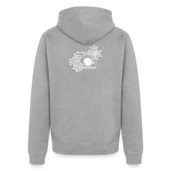 Floral Camera - Unisex Premium Organic Zip Hoodie - heather grey - Back - Nico (187cm)
