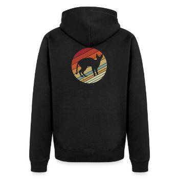 Retro Vinatge Style Cat Lover Devon Rex - Unisex Premium Organic Zip Hoodie - black - Back - Nico (187cm)