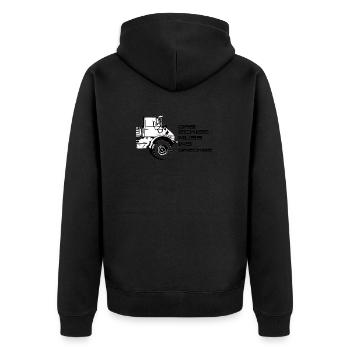 Unimog Trecker LKW I Mog Di Geschenkidee - Unisex Premium Bio Zip Hoodie - Schwarz - Hinten - Nico (187cm)