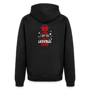 Ladybug woman crazy girl - Unisex Premium Organic Zip Hoodie - black - Back - Nico (187cm)