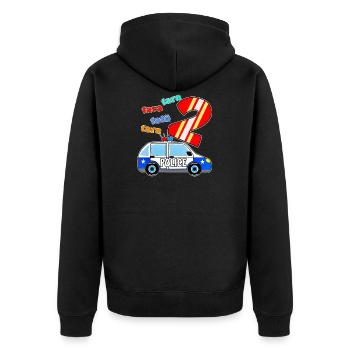 PolizeiAuto 2 - Unisex Premium Bio Zip Hoodie - Schwarz - Hinten - Nico (187cm)