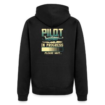 Pilot In Progress Please Wait Airplane Pilot - Unisex Premium Organic Zip Hoodie - black - Back - Nico (187cm)