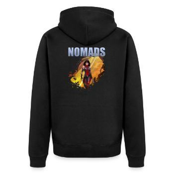 Nomads Legacy 0008 - Unisex Premium Bio Zip Hoodie - Schwarz - Hinten - Nico (187cm)