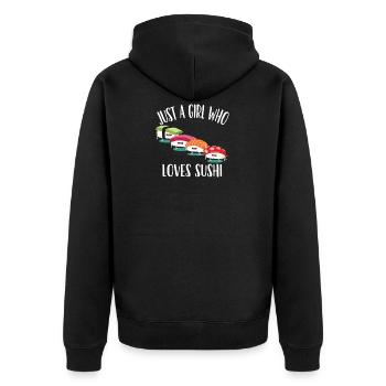 Lustiges Kawaii-Sushi Nur ein Mädchen, das Sushi liebt - Unisex Premium Bio Zip Hoodie - Schwarz - Hinten - Nico (187cm)