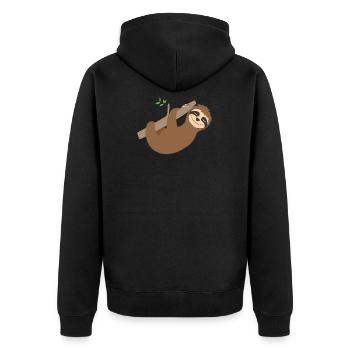 Lustiges Faultier Müdes Faultier Faultier Modus - Unisex Premium Bio Zip Hoodie - Schwarz - Hinten - Nico (187cm)