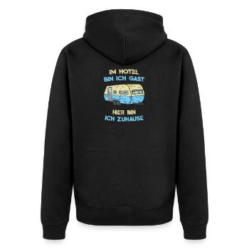 Im Hotel Bin Ich Gast Camping Wohnwagen - Unisex Premium Bio Zip Hoodie - Schwarz - Hinten - Nico (187cm)