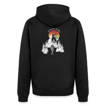 Wandern Jakobsweg Berge Natur Wanderer Hiking Retr - Unisex Premium Bio Zip Hoodie - Schwarz - Hinten - Nico (187cm)